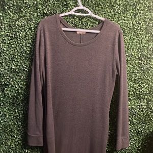 Grey Winter Chin Length Dress with Pockets